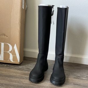 Zara flat knee high boots